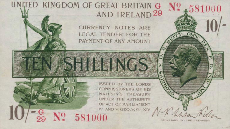 Front of England p356: 10 Shillings from 1919