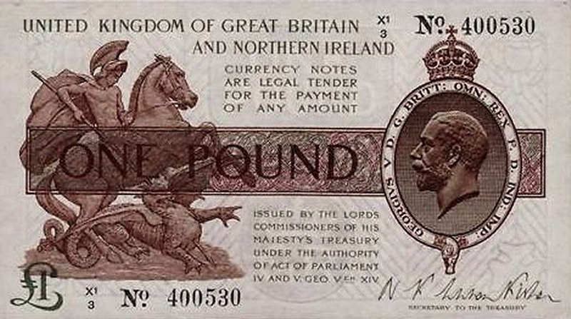 Front of England p361b: 1 Pound from 1928