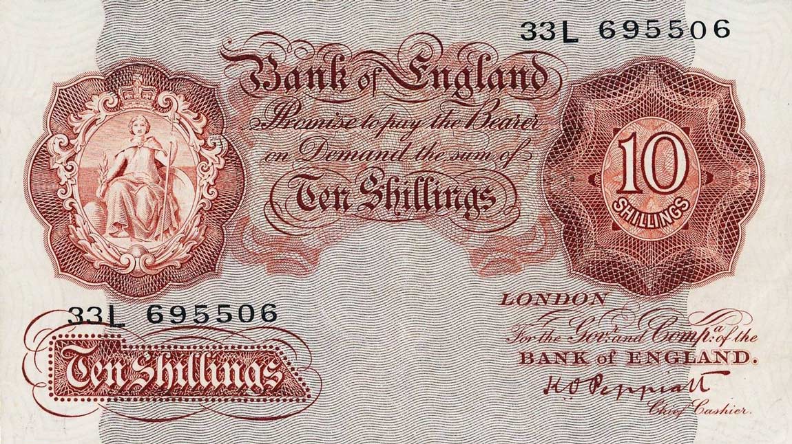 Front of England p362d: 10 Shillings from 1948