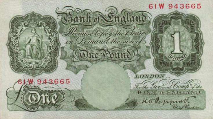 Front of England p363c: 1 Pound from 1934
