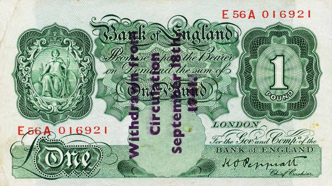 Front of England p363h: 1 Pound from 1928