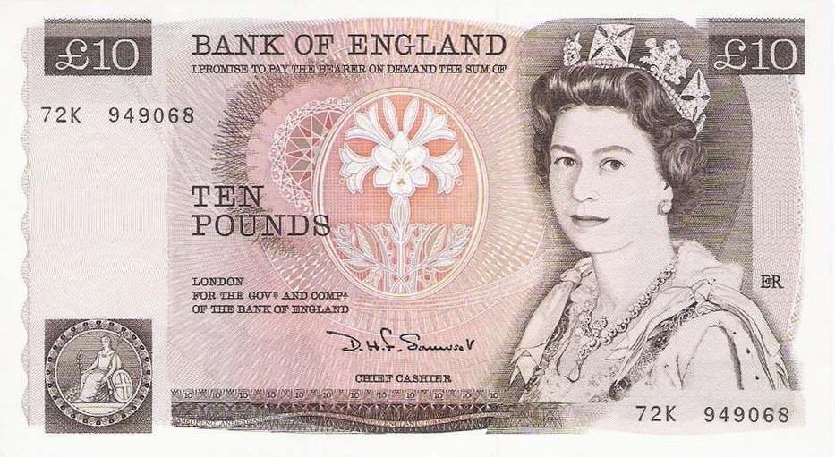 Front of England p379d: 10 Pounds from 1988