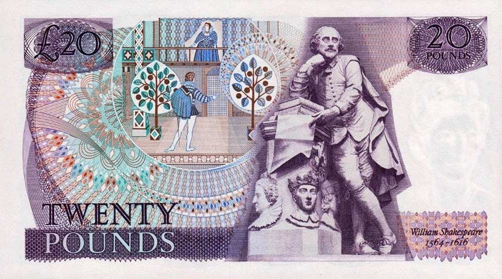 Back of England p380a: 20 Pounds from 1970