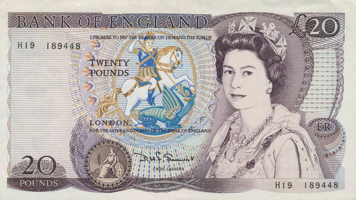 Front of England p380c: 20 Pounds from 1981