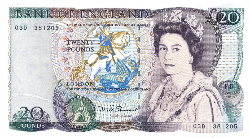Front of England p380d: 20 Pounds from 1984