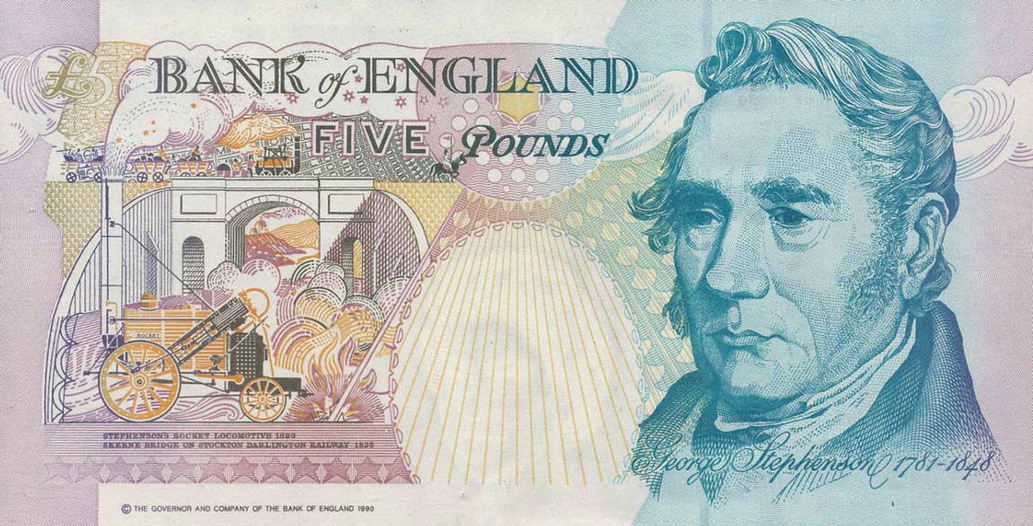 Back of England p382a: 5 Pounds from 1990