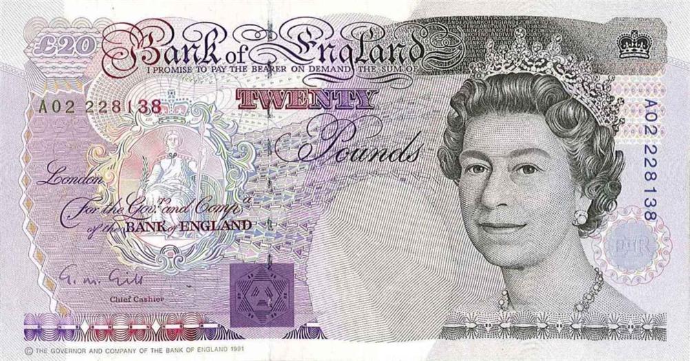 Front of England p384a: 20 Pounds from 1991