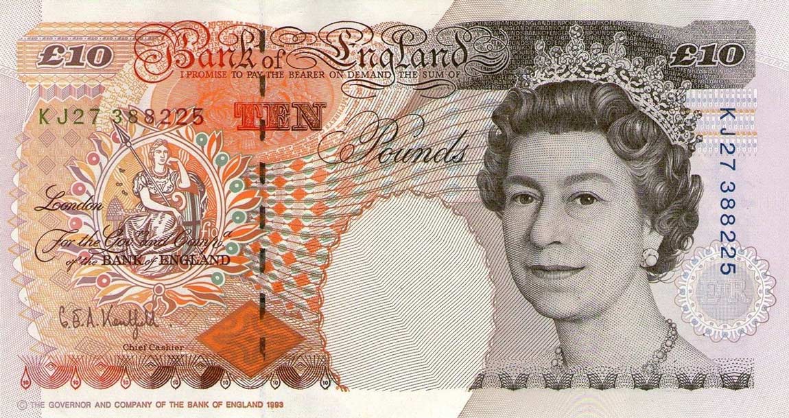 Front of England p386a: 10 Pounds from 1993