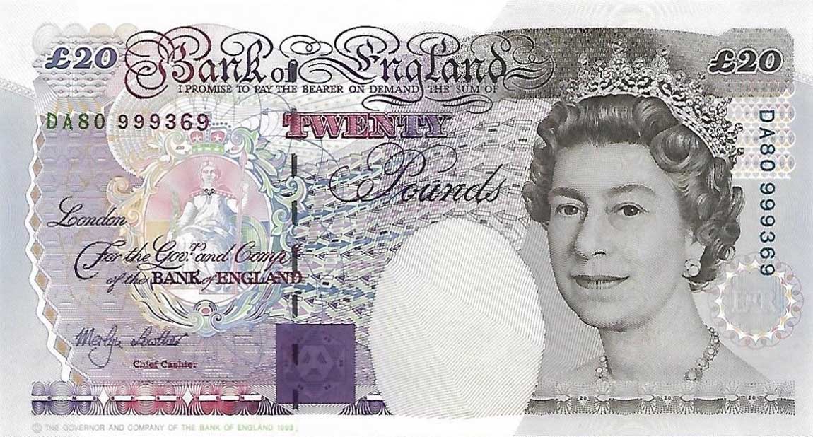 Front of England p387b: 20 Pounds from 1999