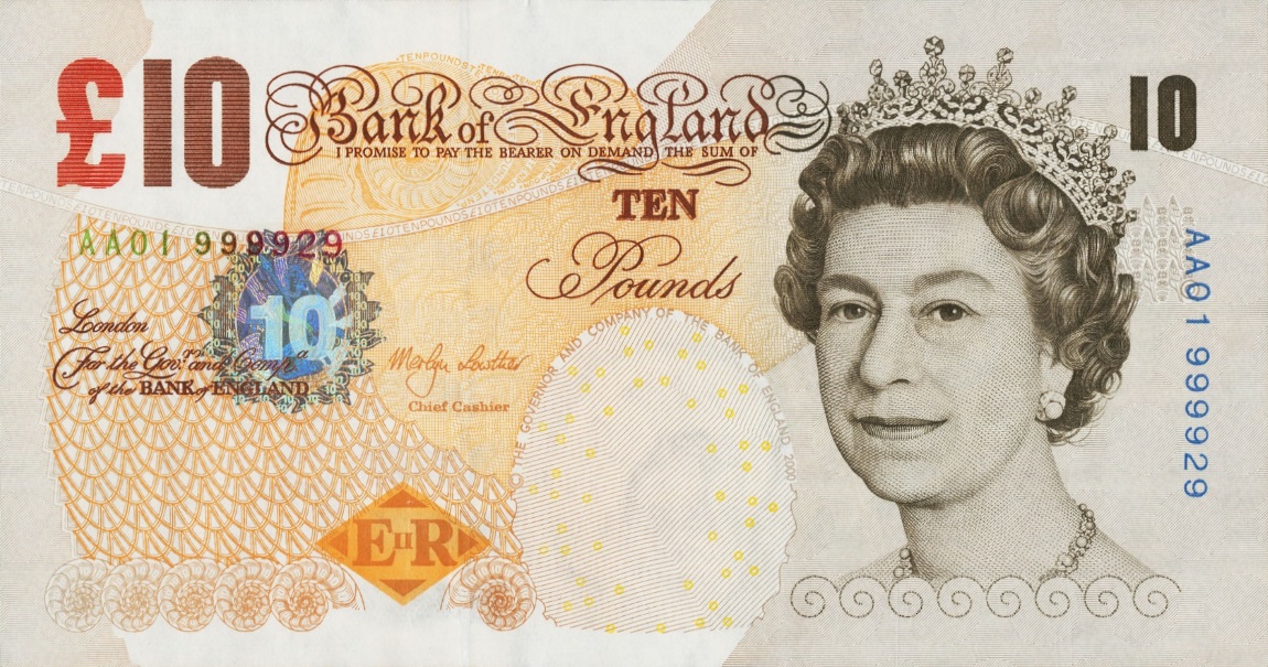 Front of England p389b: 10 Pounds from 2000