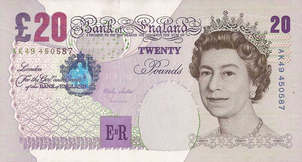 Front of England p390a: 20 Pounds from 1999