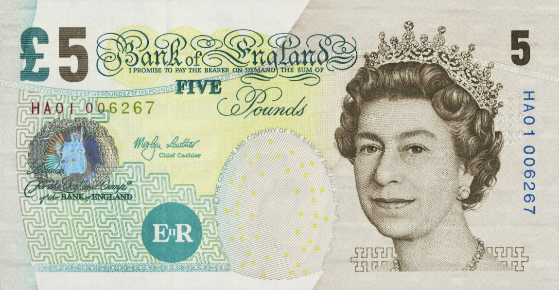 Front of England p391a: 5 Pounds from 2002