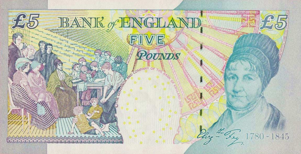 Back of England p391c: 5 Pounds from 2004