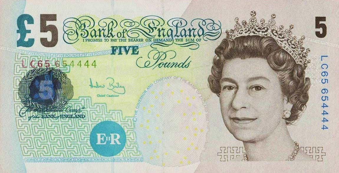 Front of England p391c: 5 Pounds from 2004