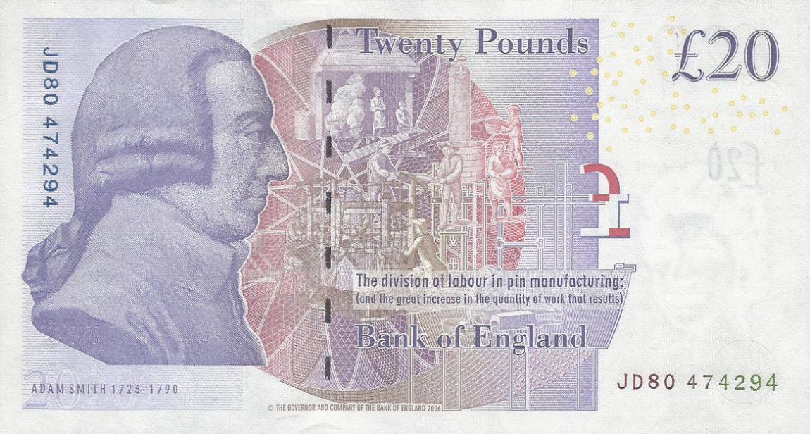 Back of England p392b: 20 Pounds from 2012
