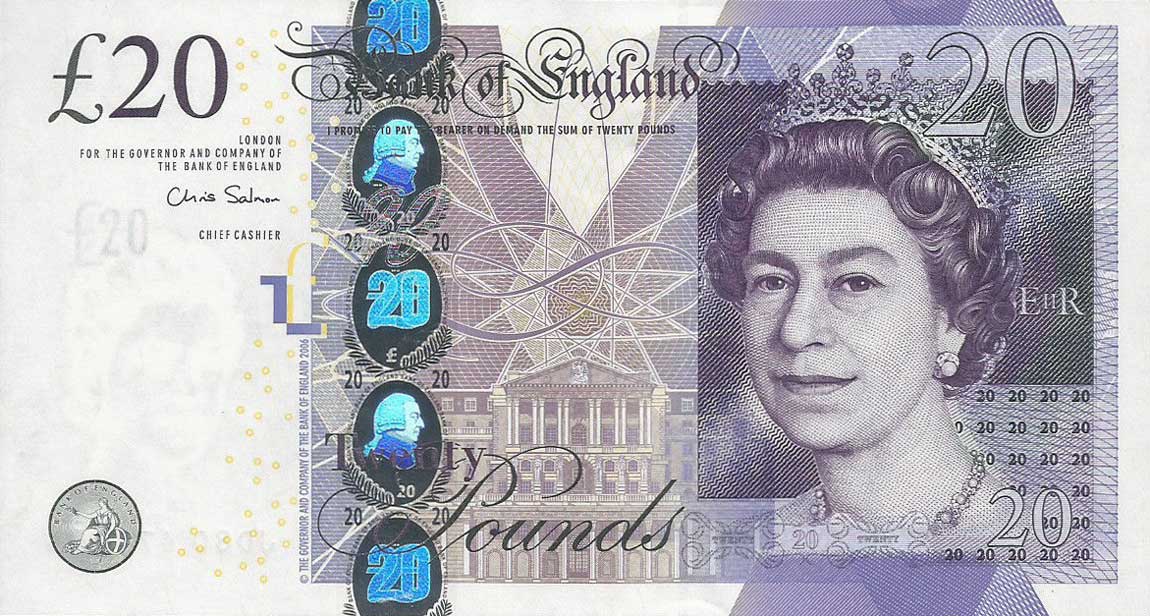 Front of England p392b: 20 Pounds from 2012