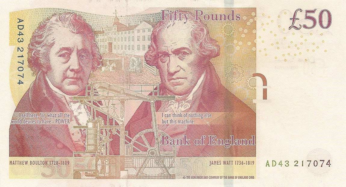 Back of England p393a: 50 Pounds from 2011
