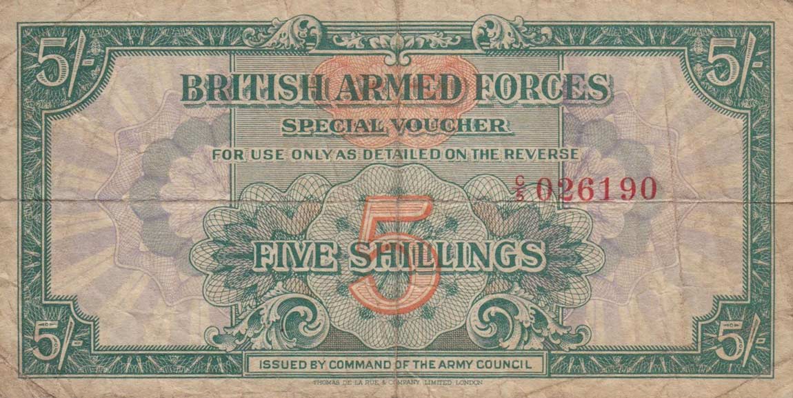Front of England pM13a: 5 Shillings from 1946