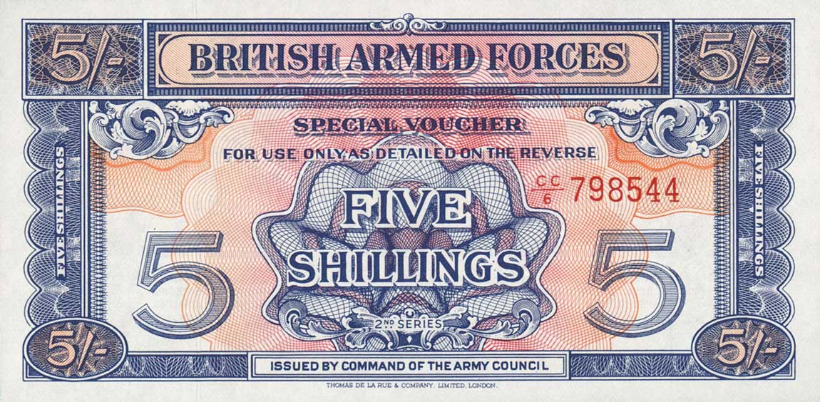 Front of England pM20a: 5 Shillings from 1948
