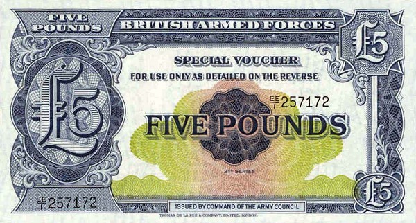 Front of England pM23: 5 Pounds from 1958