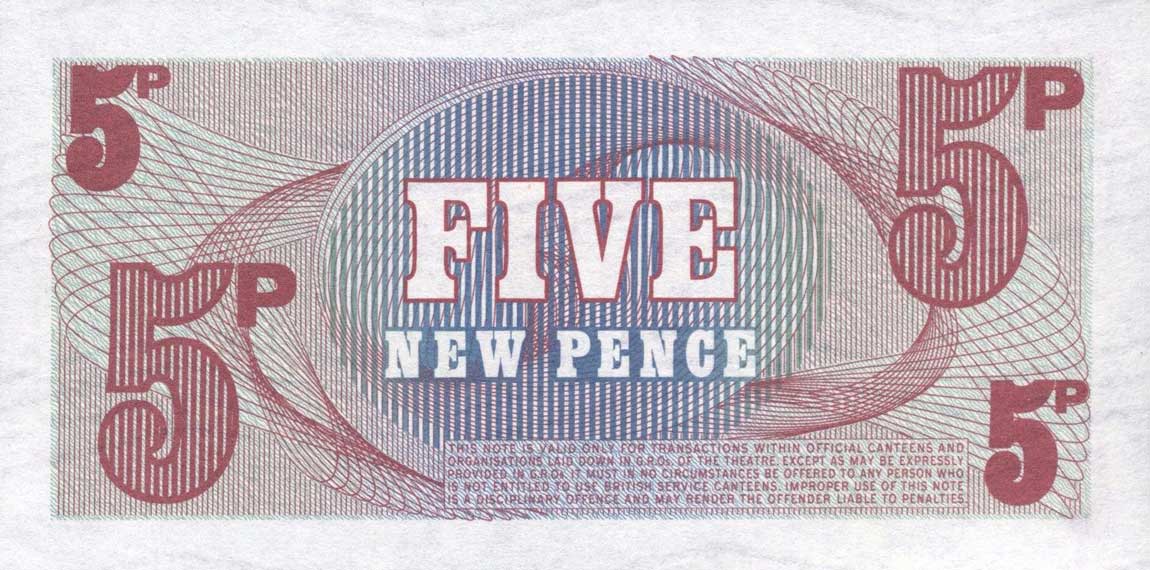 Back of England pM47: 5 New Pence from 1972