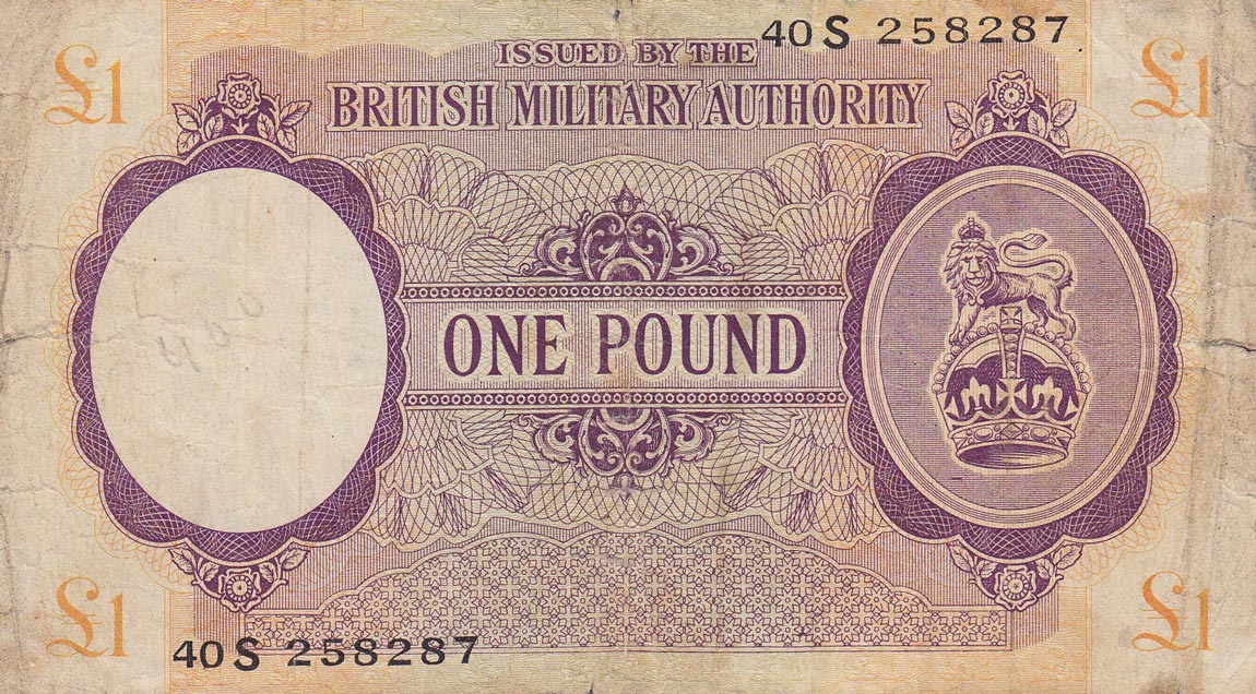 Front of England pM6a: 1 Pound from 1943