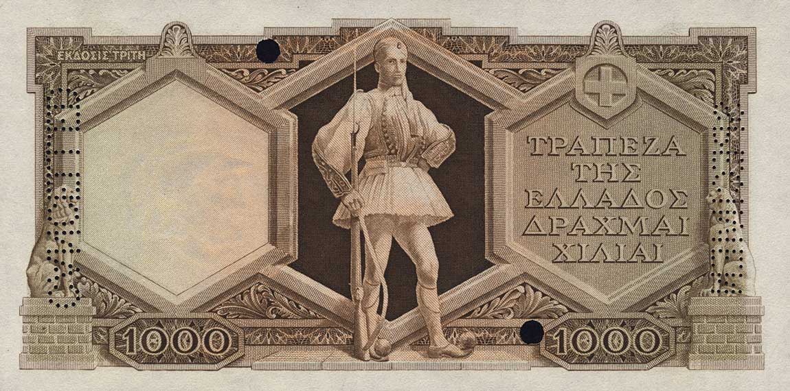 Back of Greece p172s: 1000 Drachmaes from 1944