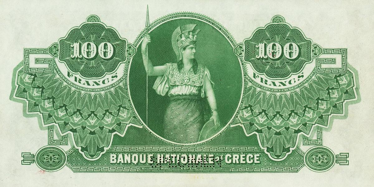 Back of Greece p48s: 100 Drachmaes from 1900