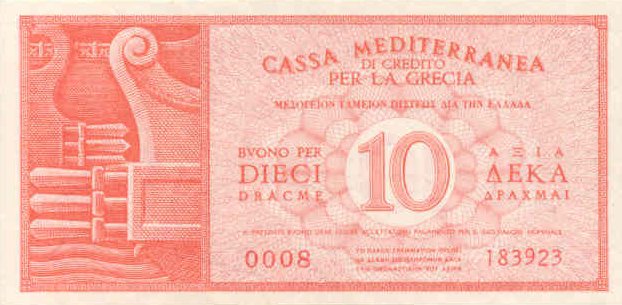 Front of Greece pM2: 10 Drachmaes from 1941