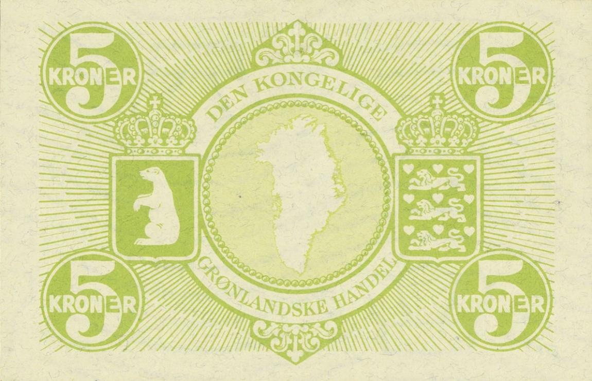 Back of Greenland p18b: 5 Kroner from 1953