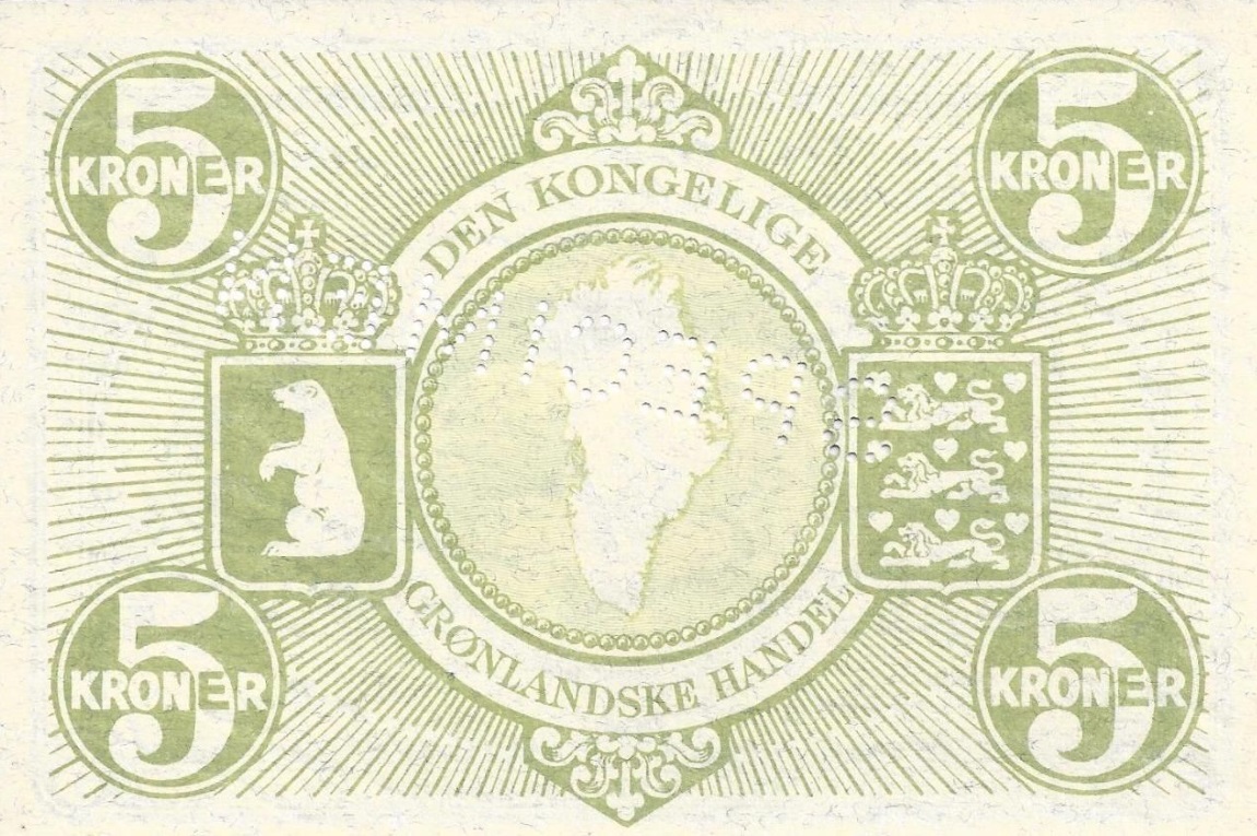 Back of Greenland p18s: 5 Kroner from 1953