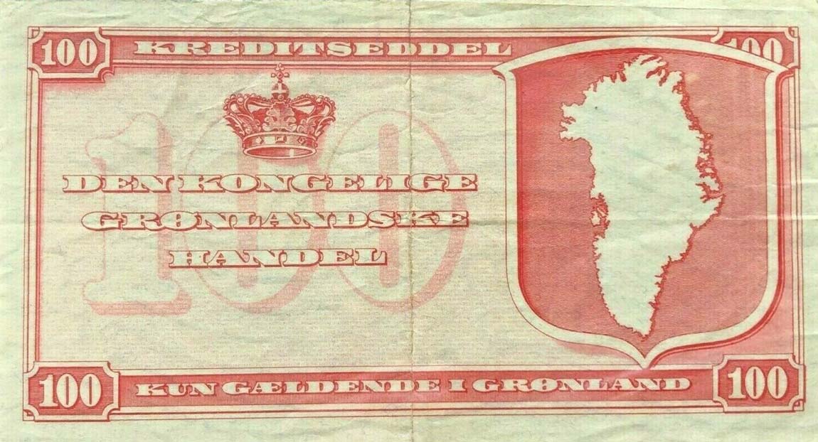 Back of Greenland p21c: 100 Kroner from 1953