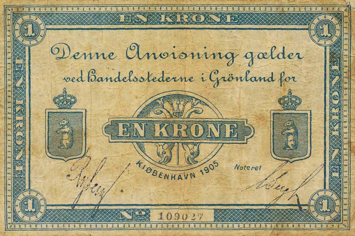Front of Greenland p5e: 1 Krone from 1905
