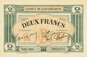 Gallery image for Guadeloupe p13: 2 Francs