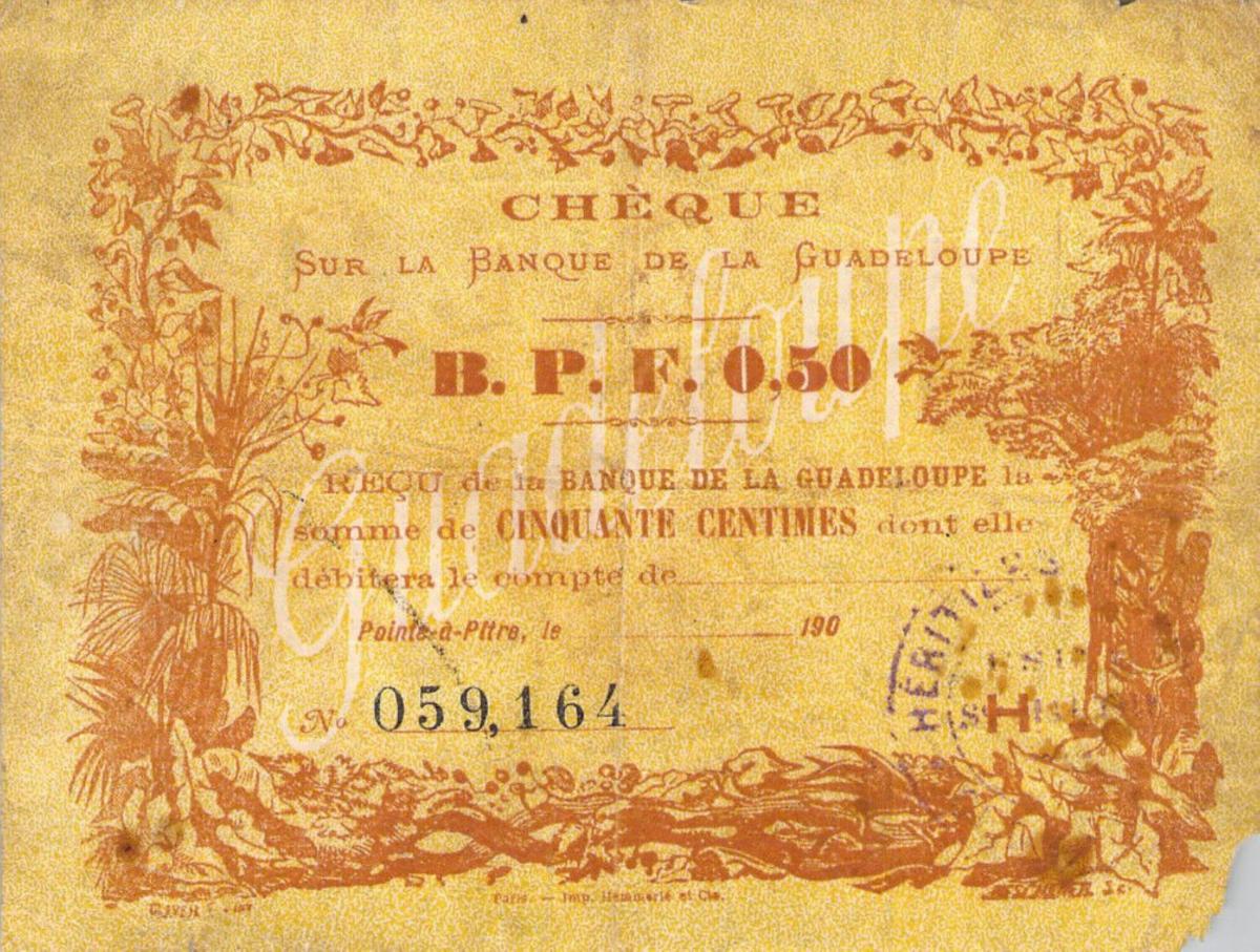 Front of Guadeloupe p20B: 50 Centimes from 1890