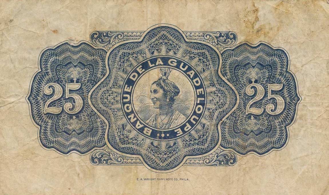 Back of Guadeloupe p22a: 25 Francs from 1942