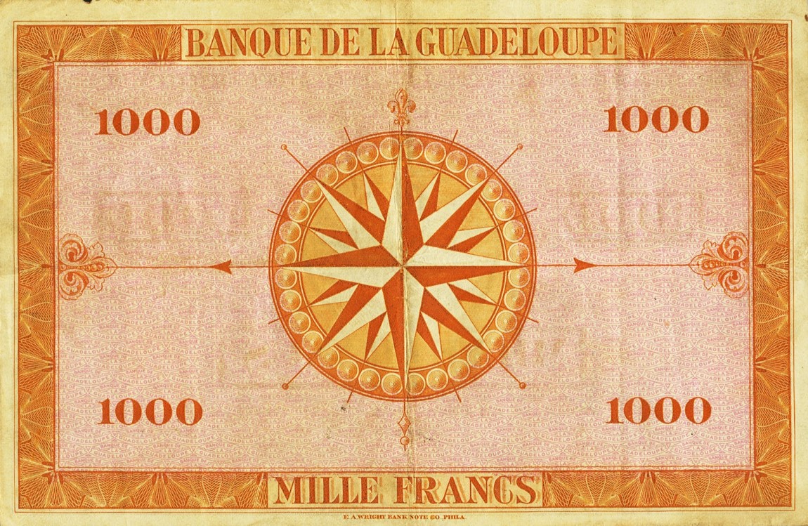 Back of Guadeloupe p26a: 1000 Francs from 1942