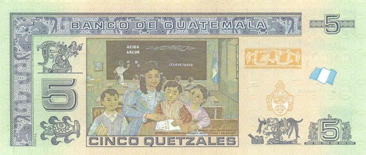 Back of Guatemala p122Ag: 5 Quetzales from 2022