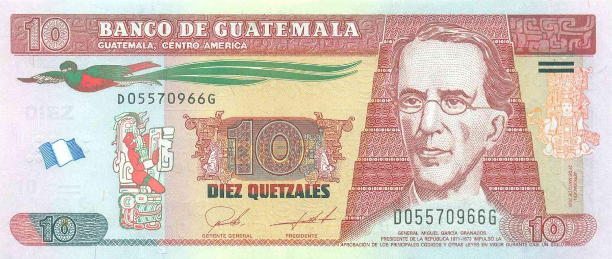 Front of Guatemala p123Ah: 10 Quetzales from 2020