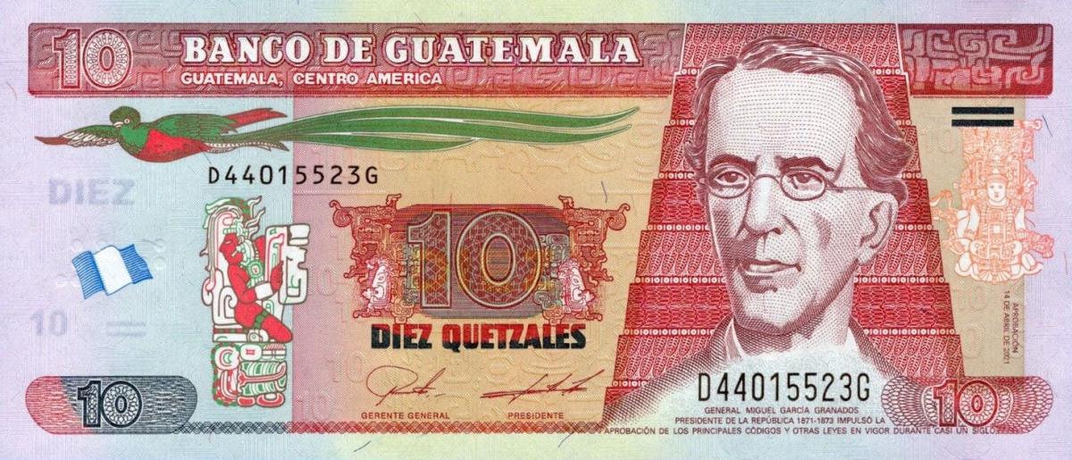 Front of Guatemala p123Ai: 10 Quetzales from 2021