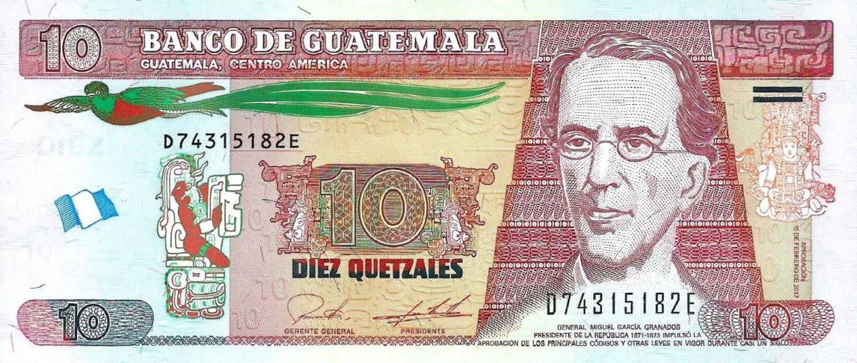 Front of Guatemala p123f: 10 Quetzales from 2017