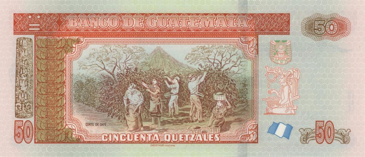 Back of Guatemala p125c: 50 Quetzales from 2018