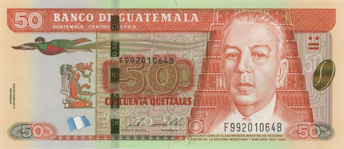 Front of Guatemala p125c: 50 Quetzales from 2018