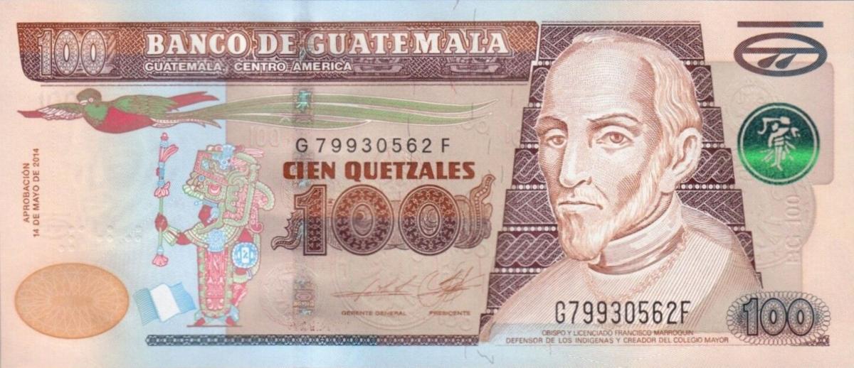 Front of Guatemala p126d: 100 Quetzales from 2014