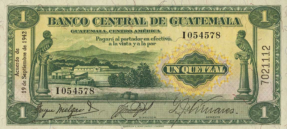 Front of Guatemala p14a: 1 Quetzal from 1934