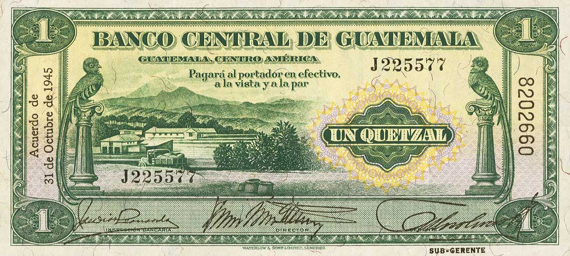 Front of Guatemala p14b: 1 Quetzal from 1942