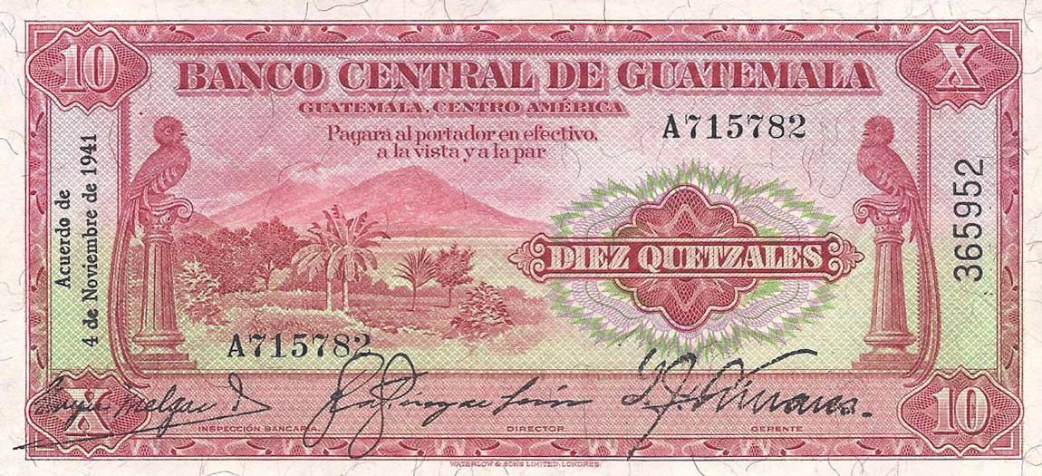 Front of Guatemala p17a: 10 Quetzales from 1935