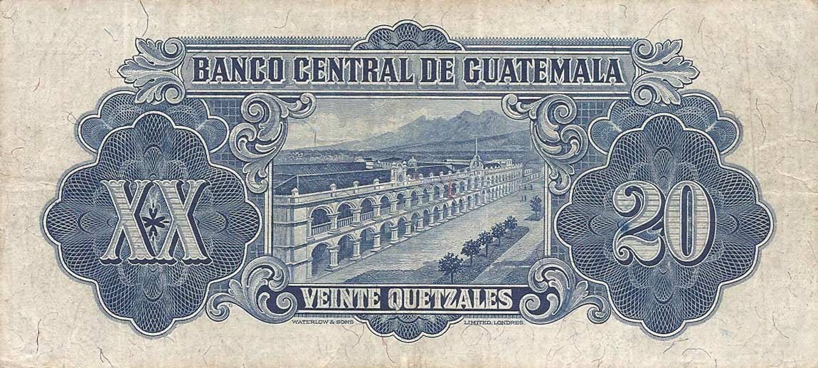 Back of Guatemala p18c: 20 Quetzales from 1942