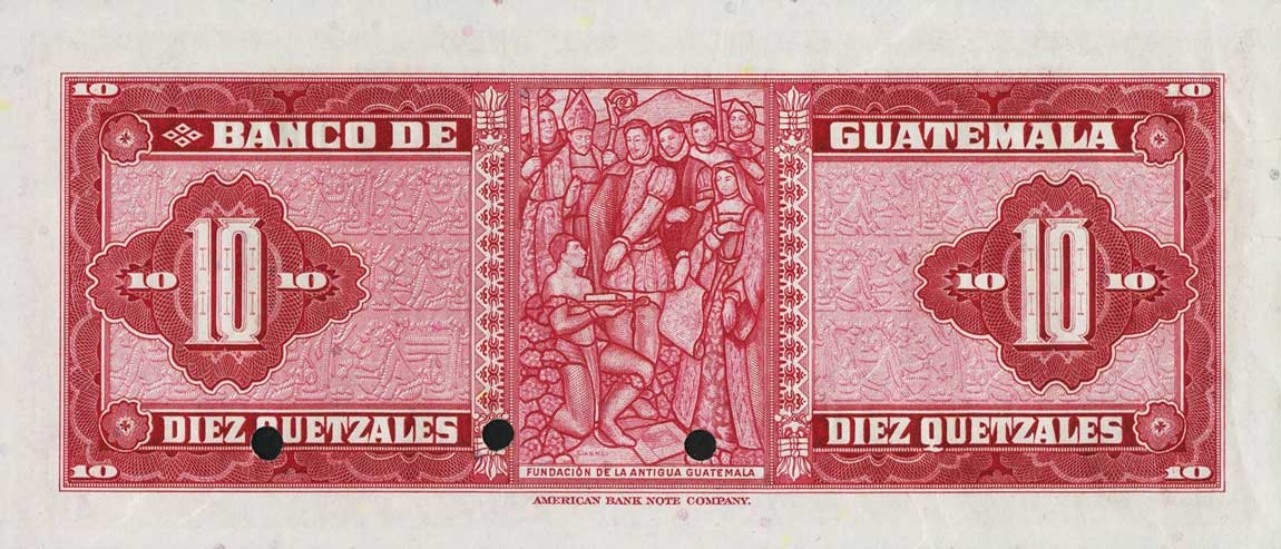 Back of Guatemala p26s: 10 Quetzales from 1948