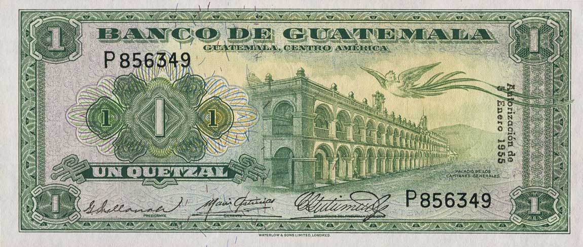Front of Guatemala p30: 1 Quetzal from 1955